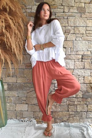 Sundaze Cheesecloth Bloomer Pant Indian Red